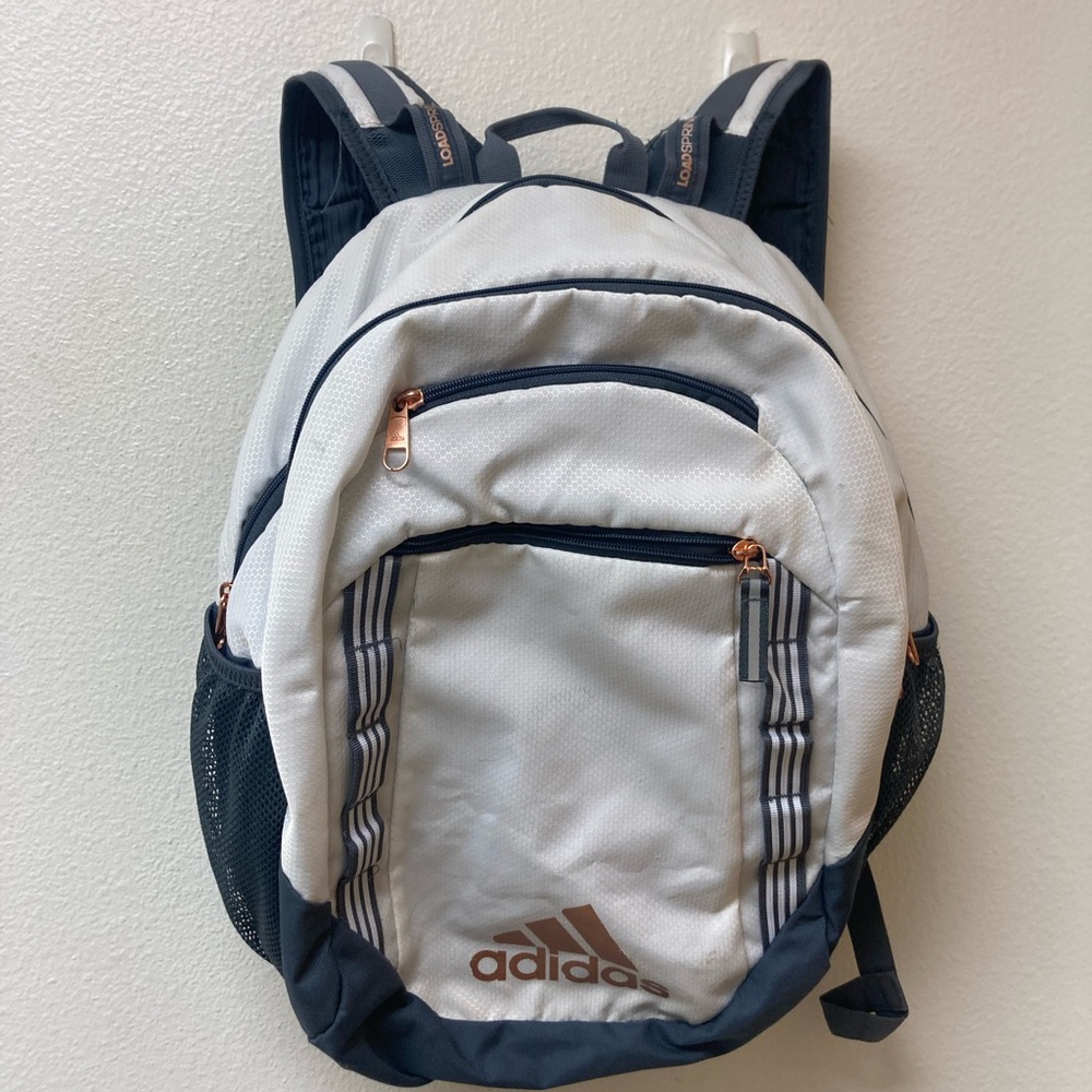 ADIDAS Gray and Cream Full Sized Loadspring Backpack